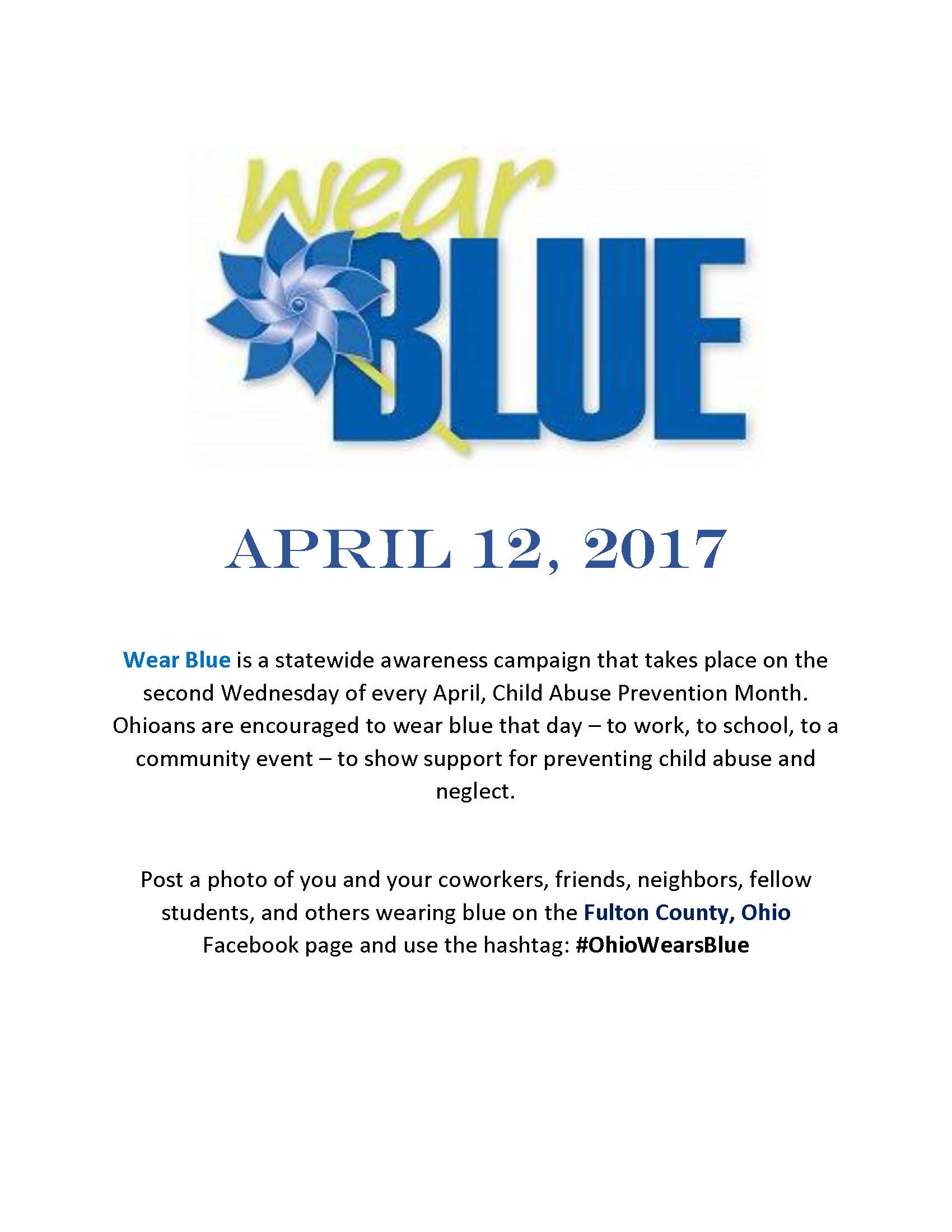 Flyer for Wear Blue Day